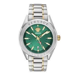 Versace V-Code GMT Bracelet Watch Two Tone Mens